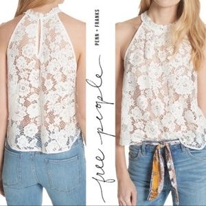 Free People White Lace Top